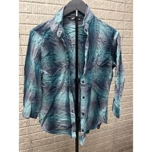 Riders by Lee Plaid Button‎ Up Shirt Blue Green Long Sleeve Men's Size M